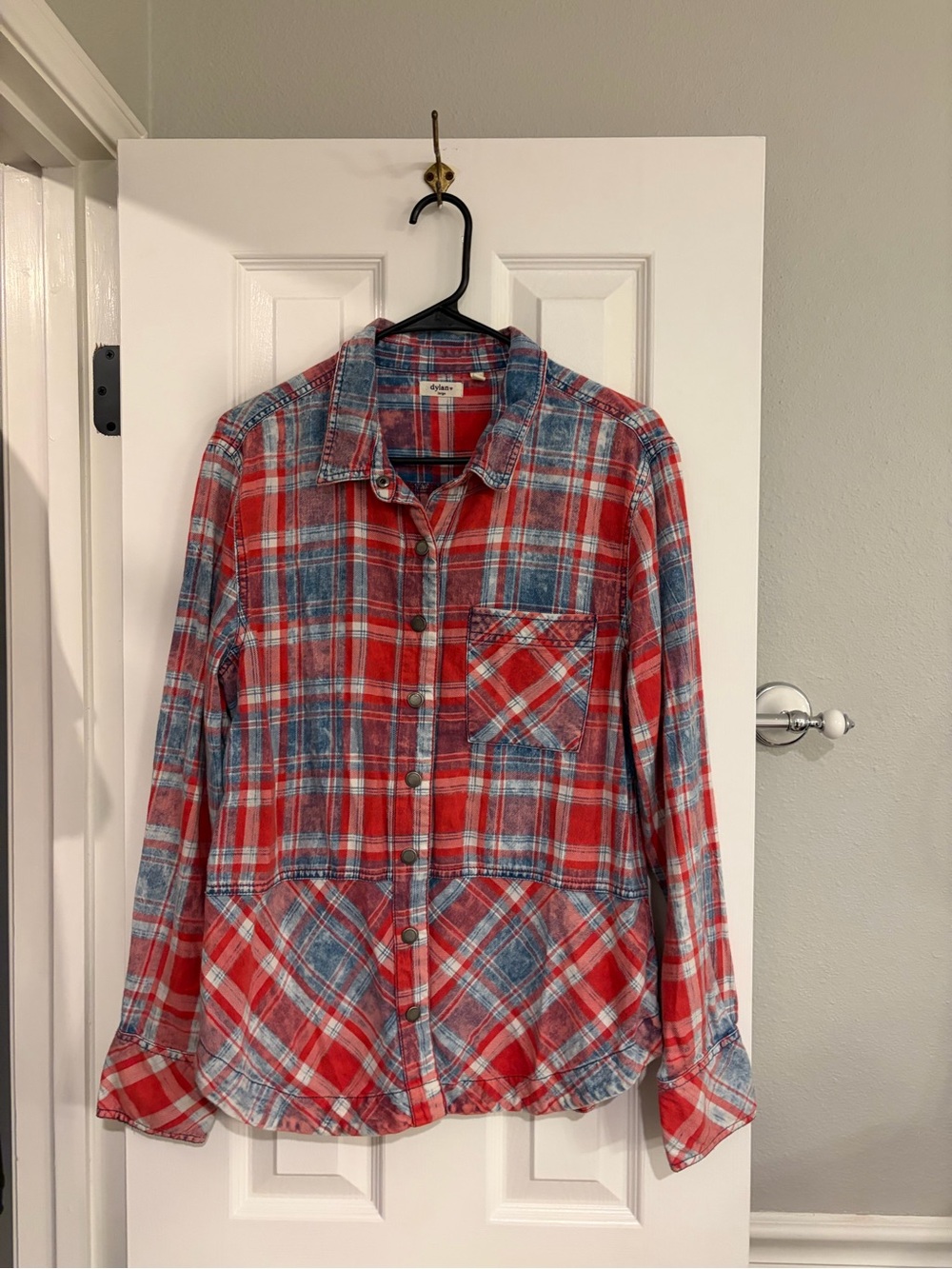 Dylan True Grit Acid Wash Plaid Shirt Large